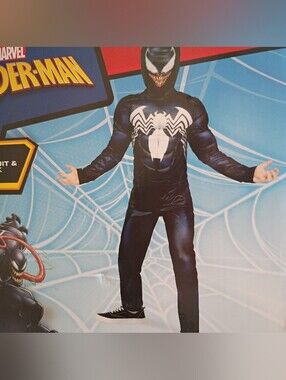 Marvel Kids Venom Muscle Costume - Black & White Spider Emblem
